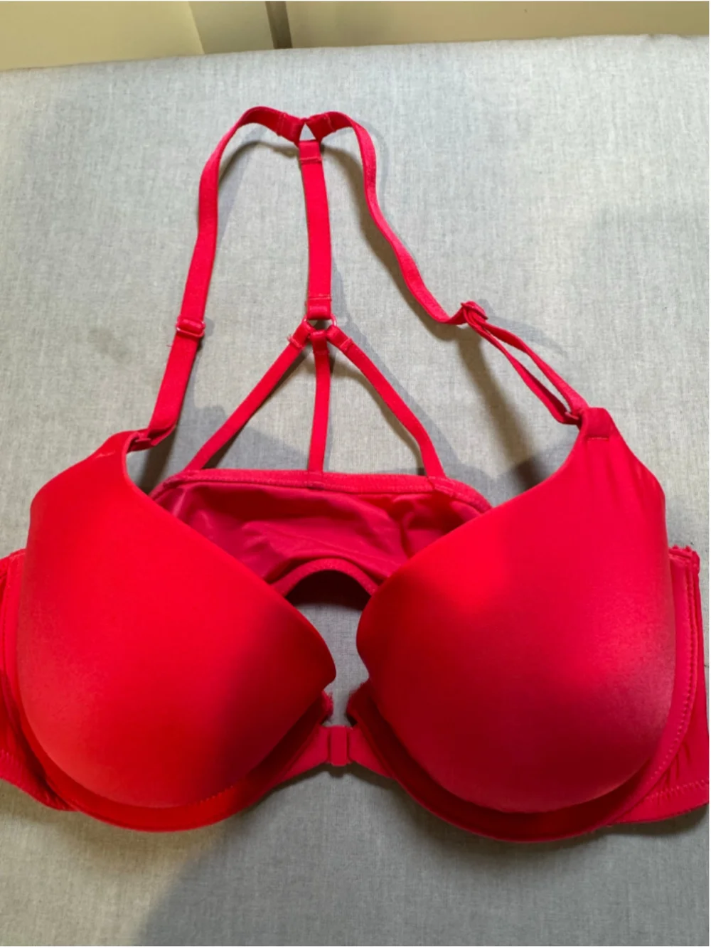 Women's Victoria's Secret Red Demi Push-up Racerback Front Close Bra Size 34C